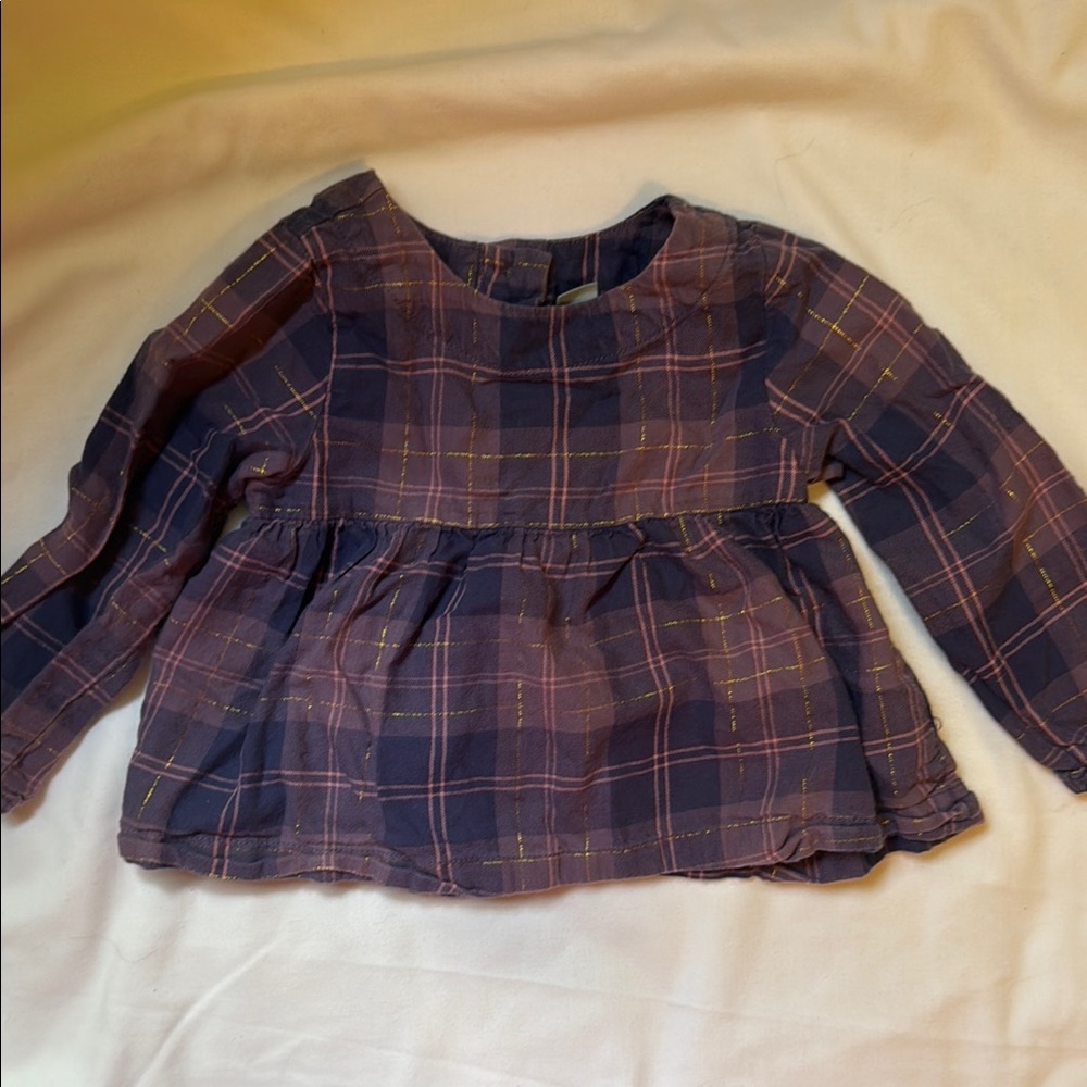 GAP Kids Plaid Blouse - Purple and Gold